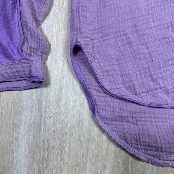 UO Out From Under Purple Gauze Button Up Long Sleeve Oversized Casual Shirt LG - Picture 6 of 16